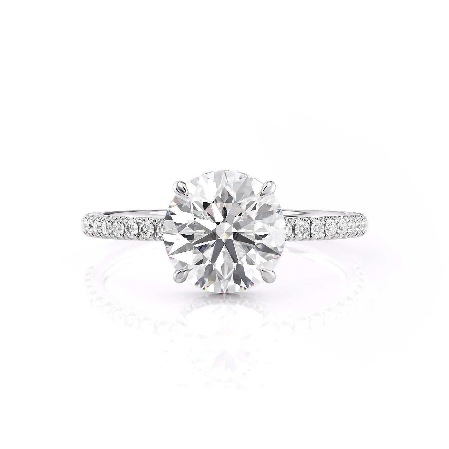 Engagement Ring Singapore Price  Round Cut Hidden Halo Moissanite Engagement Ring, Tiffany Style