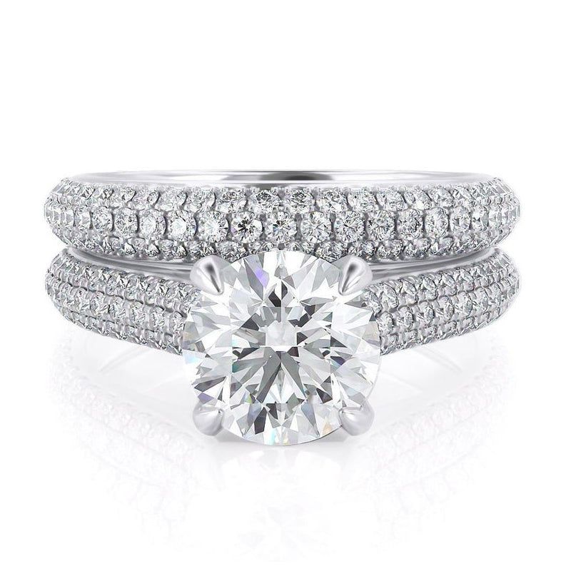 Cheap Wedding Rings Singapore  Round Cut Moissanite Engagement Ring &amp; Wedding Band Set