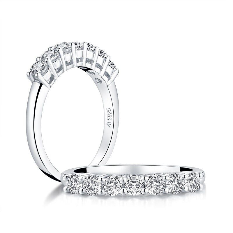 Wedding Band Sets Australia  0.75ct Round Cut Diamond Wedding Band, Half Eternity Ring, 925 Sterling Silver