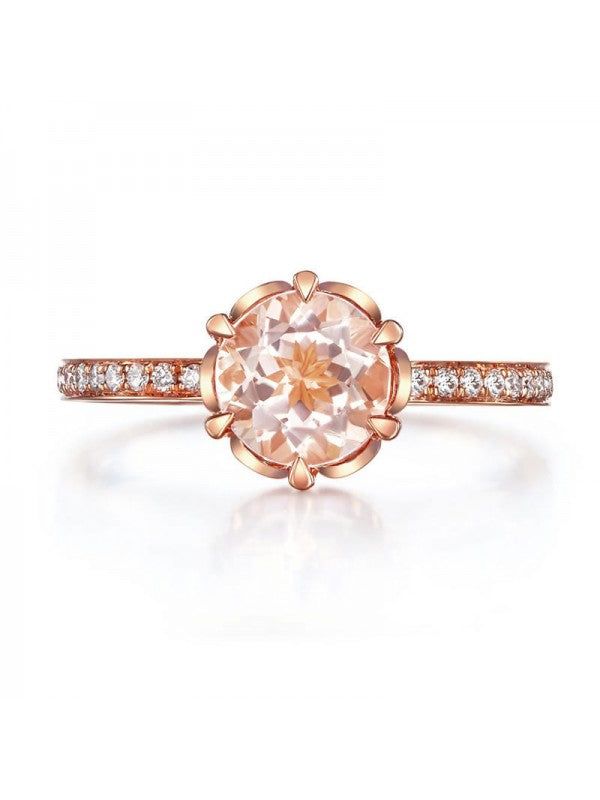 Wedding Ring Australia  1.20ct Rose Gold, Round Cut Morganite Engagement Ring, Available in All Metals