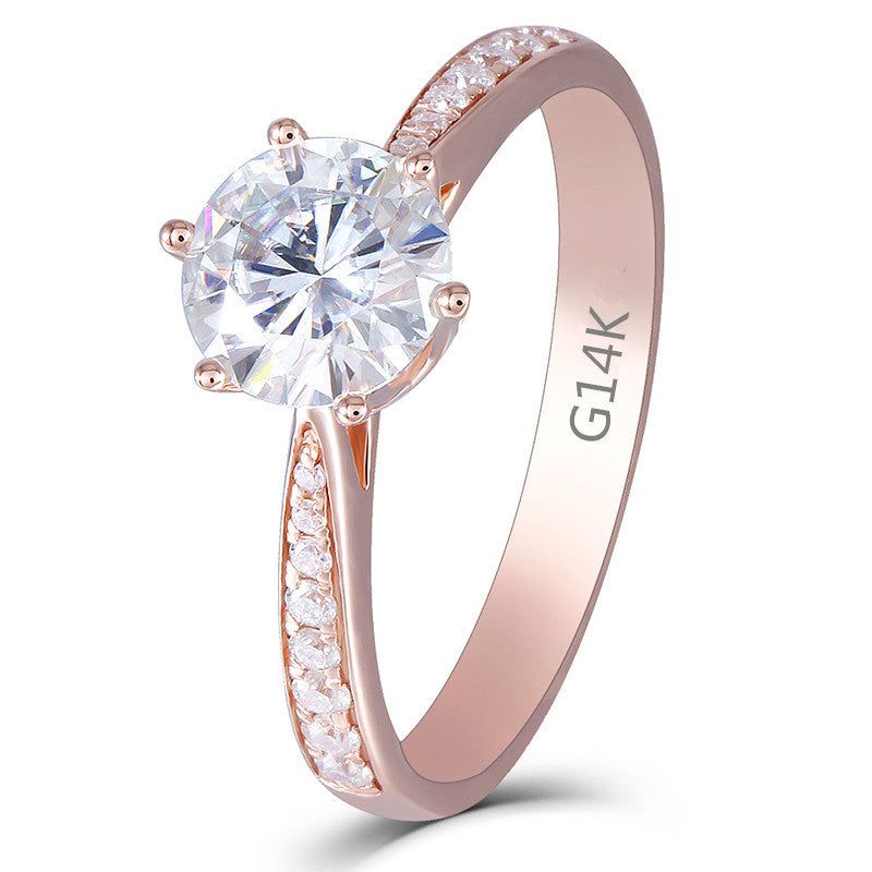 Rose Gold Wedding Rings Australia  Round Cut Moissanite, Classic 6 Claw Engagement Ring