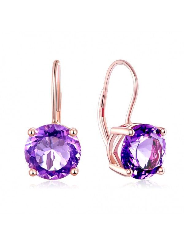 Gold Wedding Ring Price In Saudi Arabia  2.00ct each, Round Cut Amethyst Drop Earrings, 14kt Rose Gold