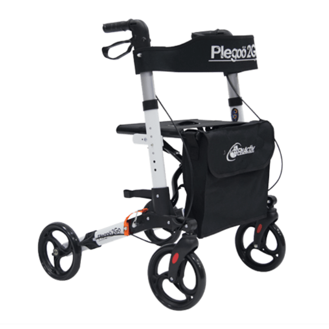 Andadera Rollator Plegoo de Aluminio Ultra Plegable con Ruedas de 8 pulgada