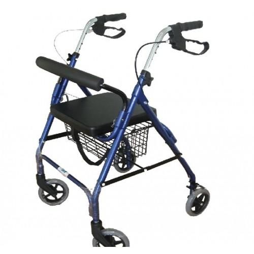 Andadera Rollator Desarmable De Aluminio Azul 4 Ruedas 6 Pulg 120 Kg