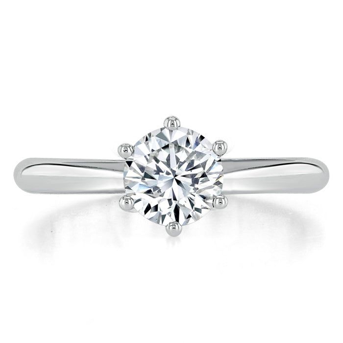 Diamond Band Ring Nz  Round Cut Moissanite Engagement Ring, Classic Six Claw