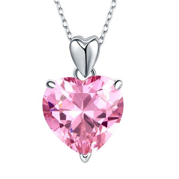 Wedding Ring Saudi Arabia  5.00ct Pink Diamond Heart Pendant, Classic Pink Heart Bridal Necklace, 925 Silver