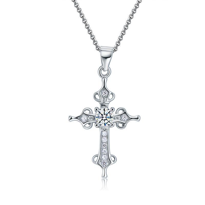 Silicone Wedding Rings Australia  0.50ct Diamond Cross Pendant, Crucifix Diamond Necklace, 925 Silver