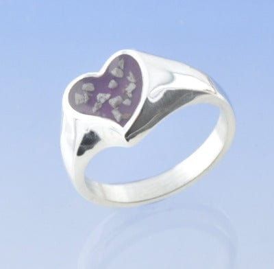 Cremation Ash Ring - Signet Asymmetric Heart