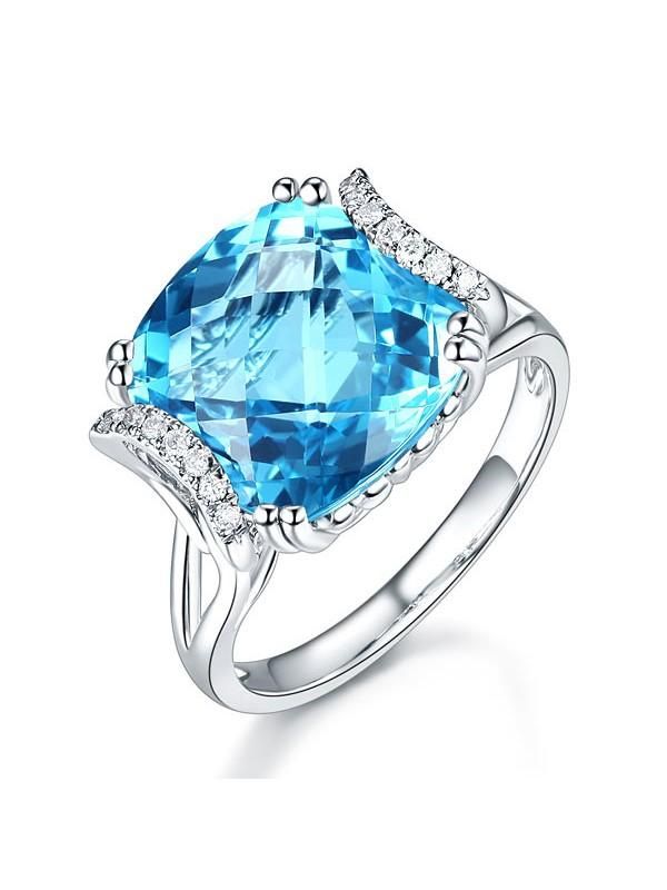 Tokyo Engagement Ring  9.60ct Cushion Cut Luxury Blue Topaz Dress Ring, Available in All Metals