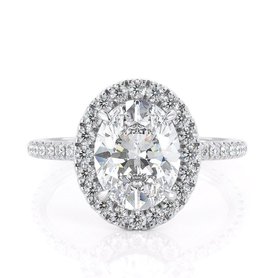 Wedding Earrings Singapore  Oval Cut Moissanite, Classic Halo Engagement Ring