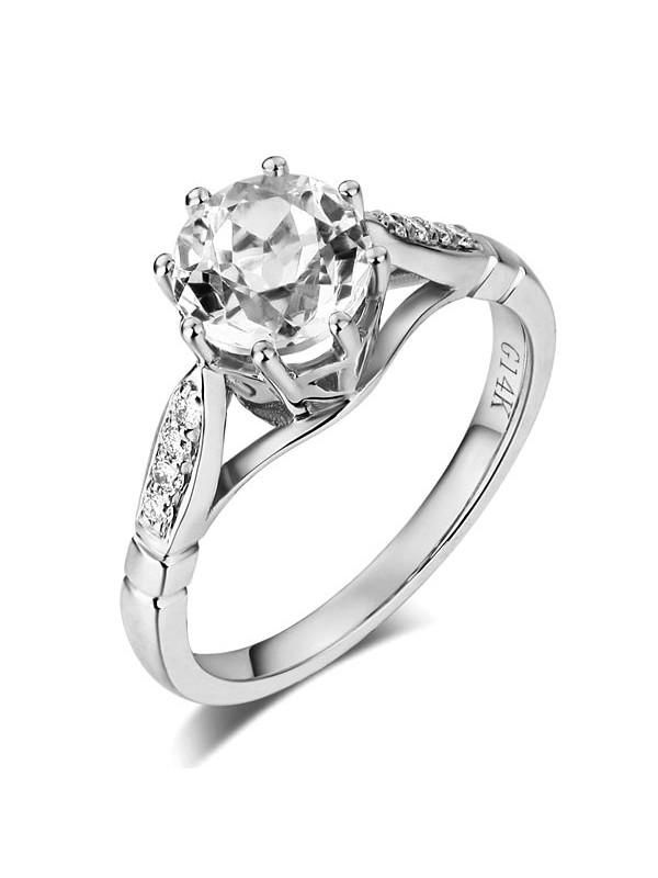 Platinum Wedding Ring Singapore  1.20ct White Topaz and Diamond Enagagement Ring, Vintage Inspired, Available in All Metals