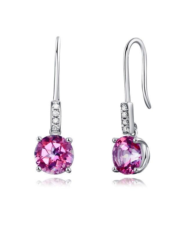 Diamond Wedding Band Australia  2.50ct each, Round Cut Pink Topaz Earrings, Gemstone and Diamond Earrings, 14kt White Gold