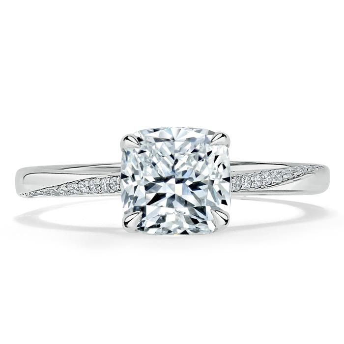 Affordable Wedding Bands Singapore  Cushion Cut Moissanite Engagement Ring, Classic Style