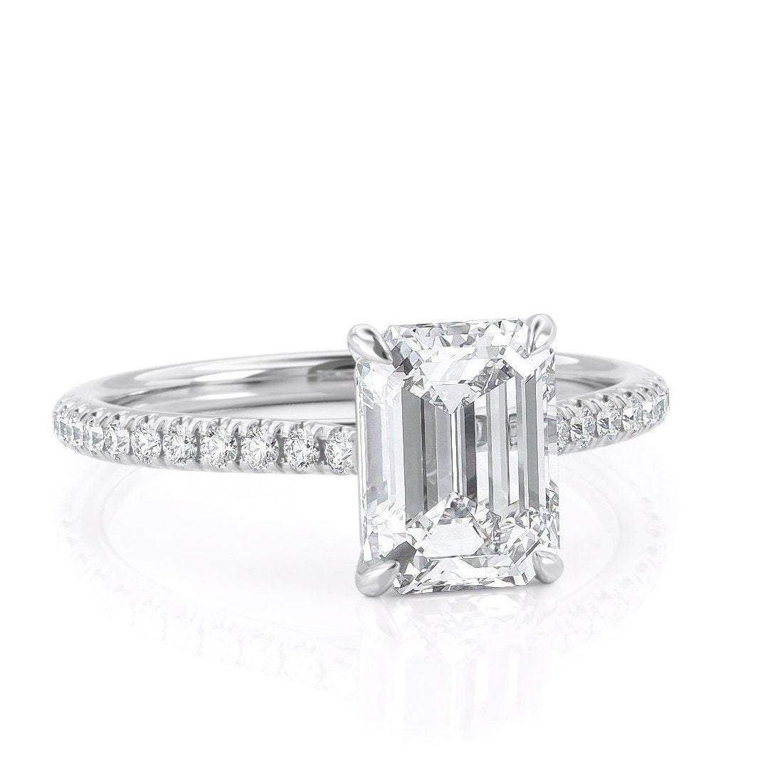 Adelaide Wedding Rings  Emerald Cut Moissanite Engagement Ring