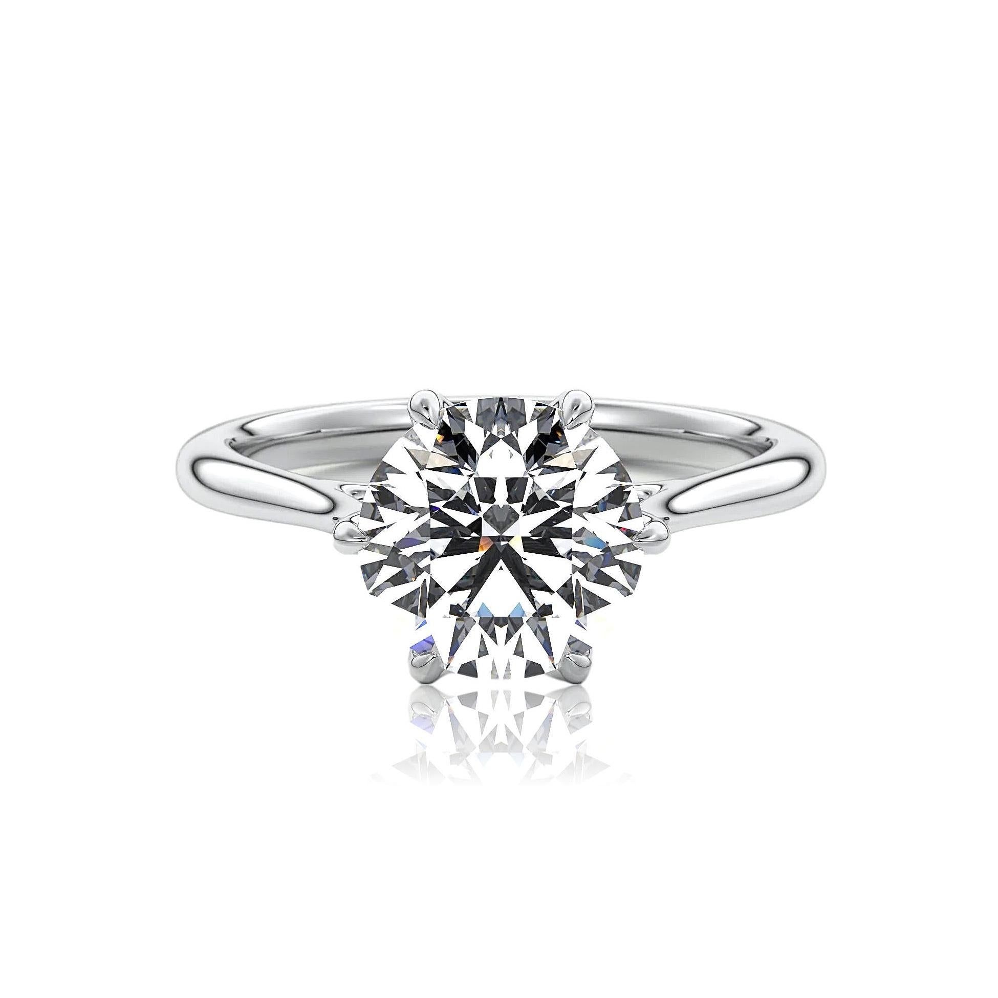 Platinum Engagement Ring Australia  Round Cut Classic 6 Claw Moissanite Ring