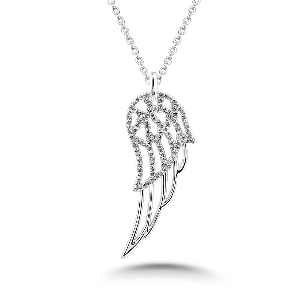 Men's Wedding Rings Sydney  Diamond Angel Wing Pendant, Solid Sterling Silver 925