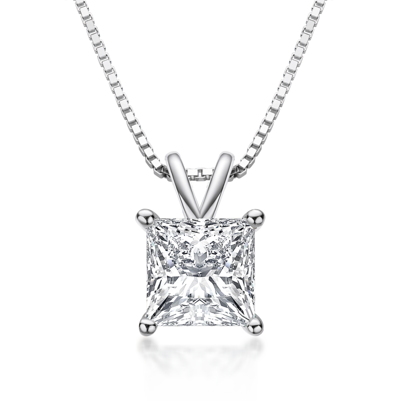 Wedding Ring Qatar  1.00ct Princess Cut Classic Diamond Pendant, 925 Silver, Choose Your Metal Colour