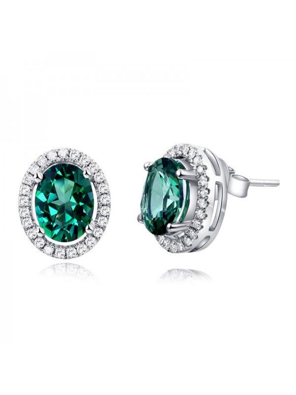 Wedding Ring Price In Saudi Arabia  1.65ct each, Oval Cut Green Topaz and Diamond Earrings, 14kt White Gold