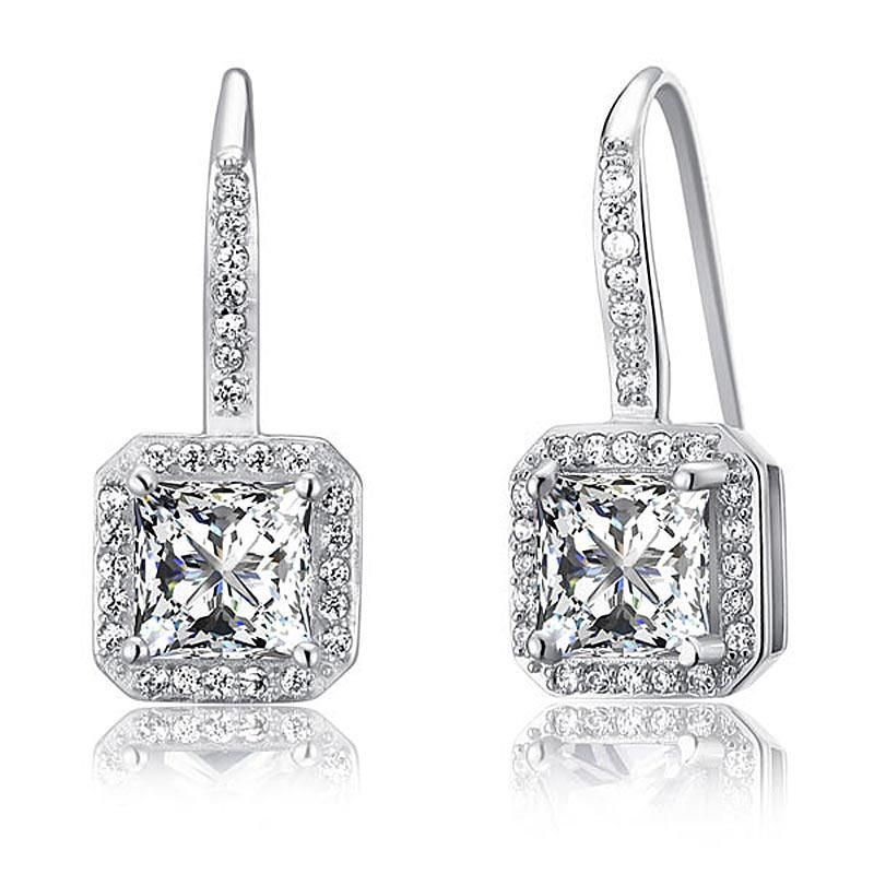 Non Traditional Engagement Rings Australia  1.50ct each, Vintage Art Deco, Princess Cut Diamond Earrings, 925 Sterling Silver