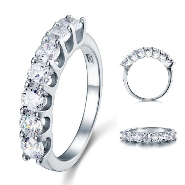 Wedding Ring Price In Saudi Arabia  1.75ct 7 Stone Half Eternity Diamond Ring, 925 Sterling Silver