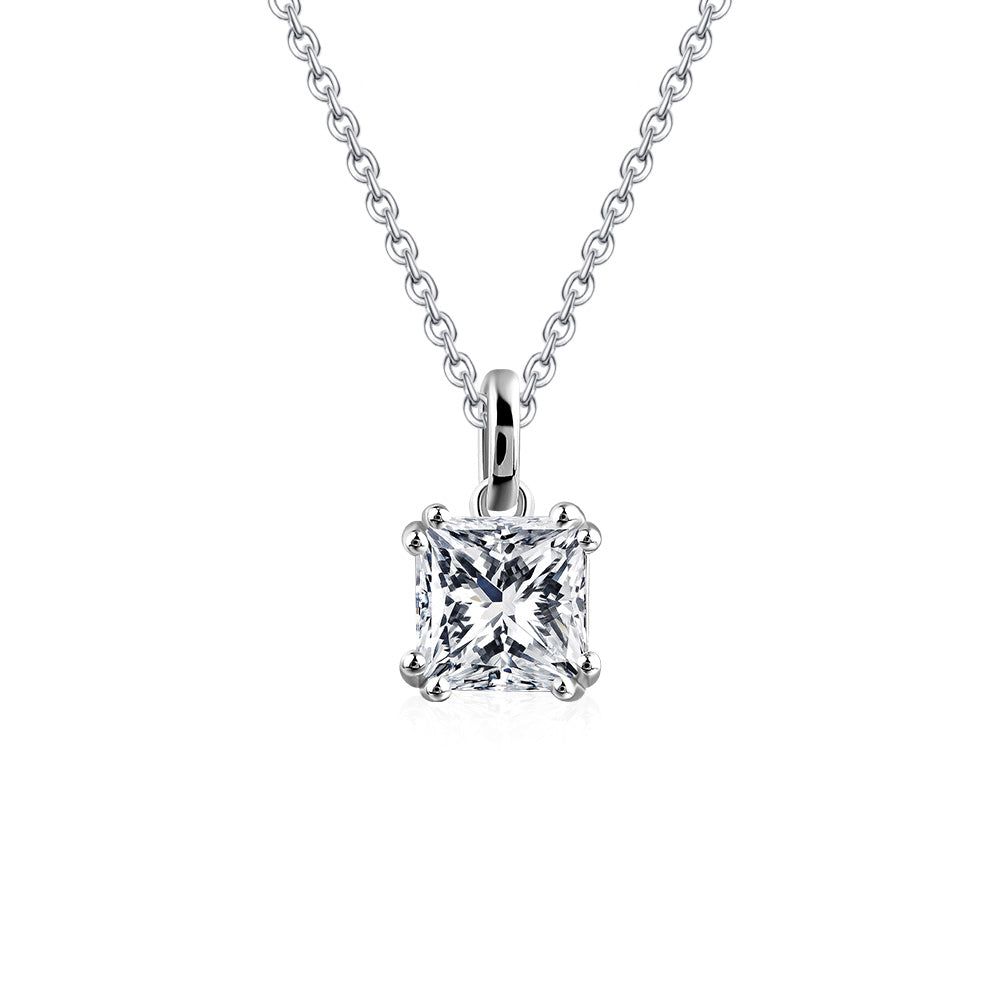 Wedding Ring Qatar  1.00ct Princess Cut Moissanite Pendant, 925 Sterling Silver