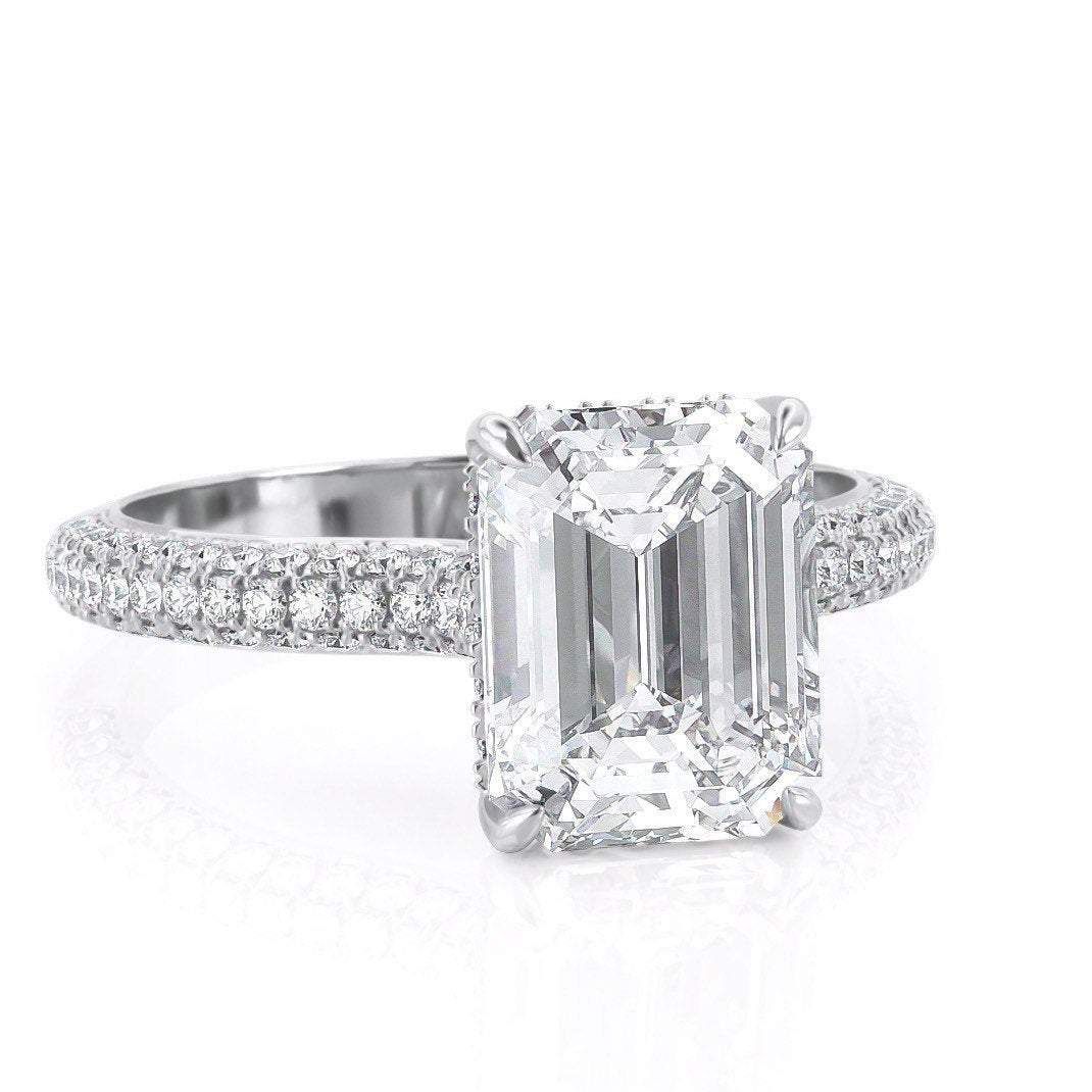 White Gold Engagement Rings Australia  Emerald Cut Moissanite, Classic Engagement Ring