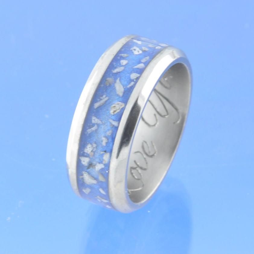 Cremation Ash Ring - Titanium -8mm Channel Set