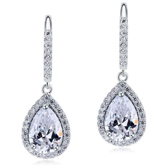 Gold Wedding Ring Price In Saudi Arabia  2.00ct each, Vintage Art Deco, Pear Cut Diamond Drop Earrings, 925 Sterling Silver