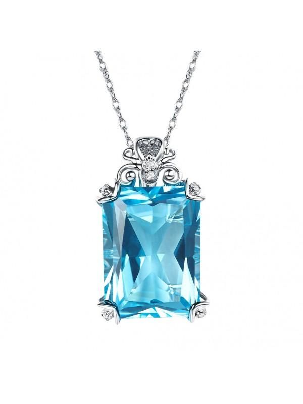 Saudi Gold Wedding Ring Price  12.75ct Luxury Emerald Cut Blue Topaz Pendant, Gemstone and Diamond Necklace, 14kt White Gold