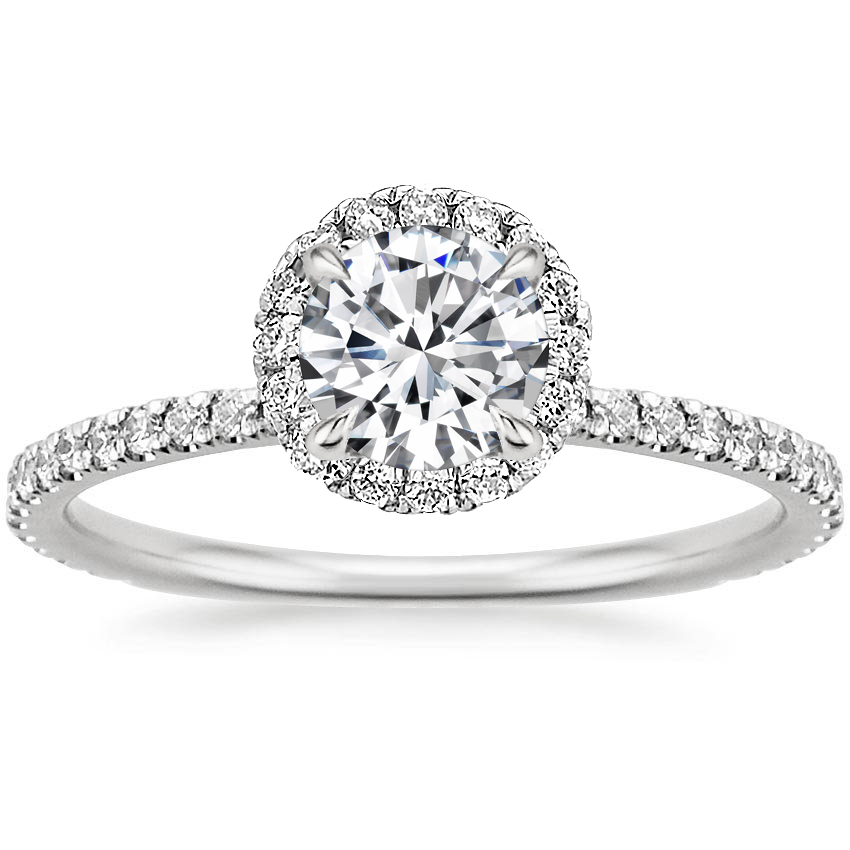 Women's Wedding Rings Australia  Classic Round Cut Moissanite Halo Engagement Ring