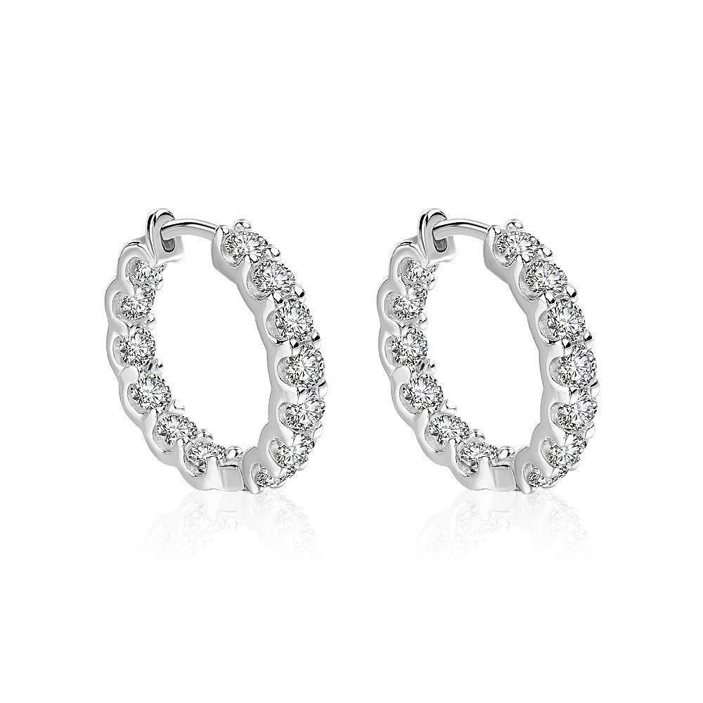 Wedding ring Saudi Arabia  1.20ct Moissanite Hoop Earrings, 925 Sterling Silver