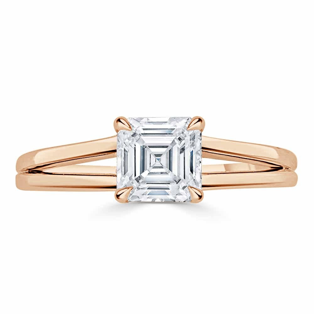 Affordable Wedding Ring Singapore  Asscher Cut Moissanite Engagement Ring, Classic Style with Split Shank