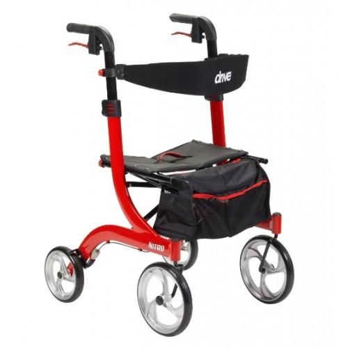 Andadera Rollator Nitro Aluminio Roja Llantas Delan. 10 Pulg. 136 Kg