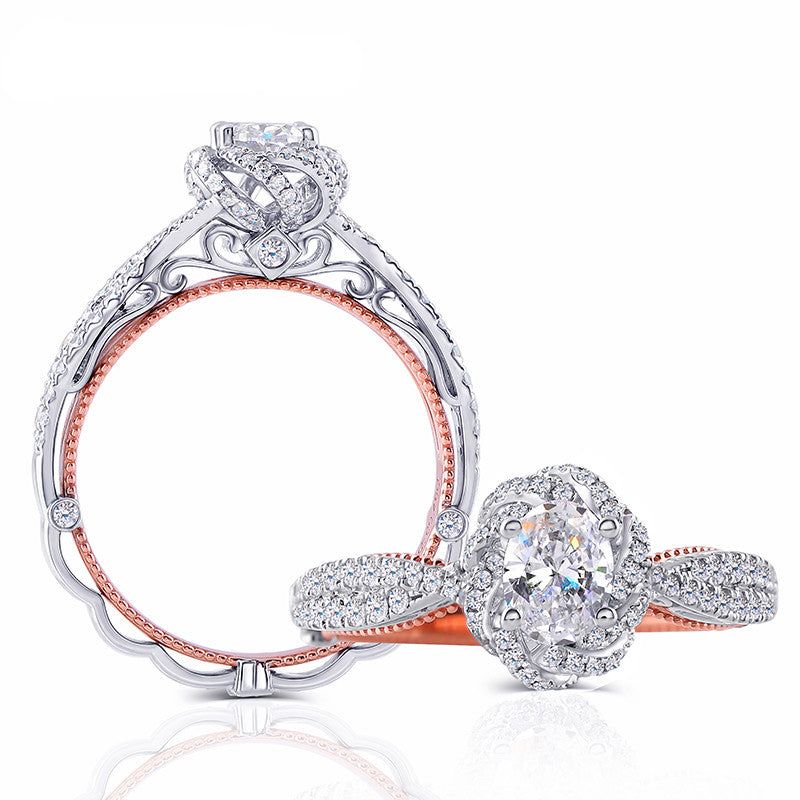 Wedding Earrings Singapore  Oval Cut Moissanite, Vintage Halo Engagement Ring