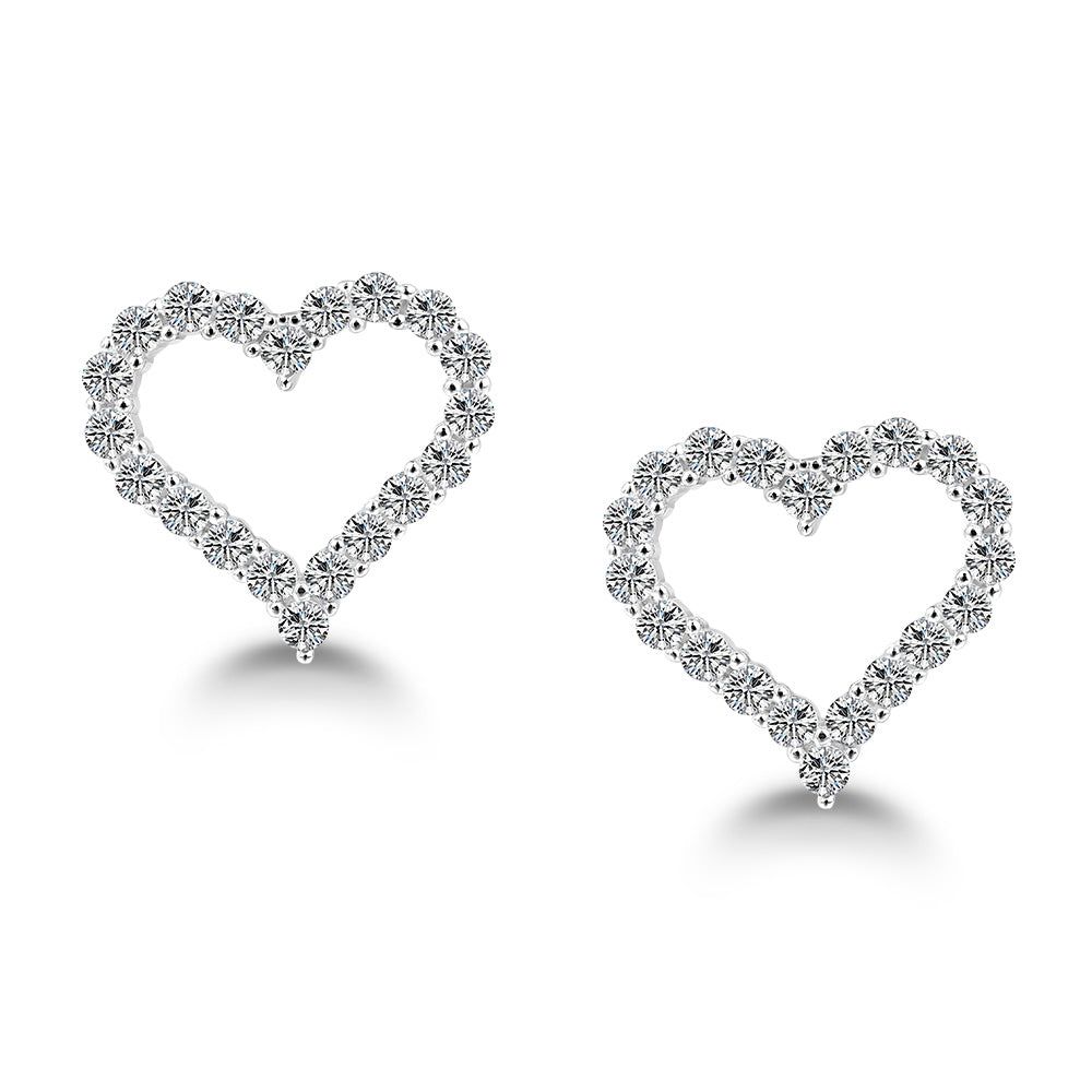 Adelaide Wedding Rings  Diamond Heart Stud Earrings, 925 Sterling Silver