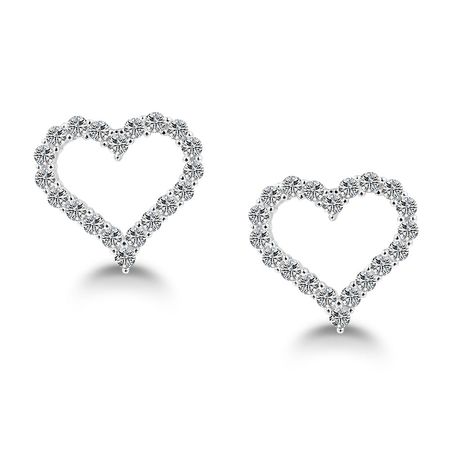 Adelaide Wedding Rings  Diamond Heart Stud Earrings, 925 Sterling Silver