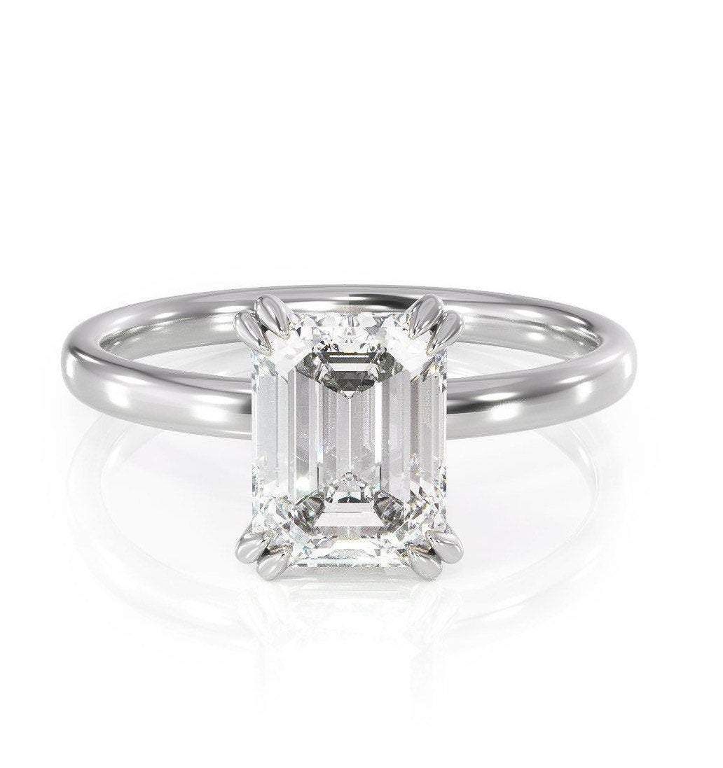 Adelaide Wedding Rings  Emerald Cut Moissanite Engagement Ring