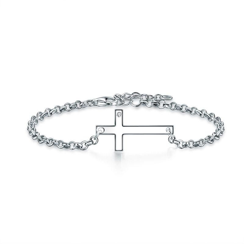 Tokyo Engagement Ring  925 Sterling Silver Cross Bracelet, Delicate Cross Bracelet