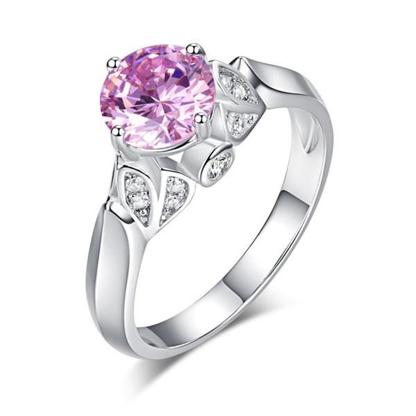 Platinum Wedding Ring Singapore  1.25ct  Vintage Pink Diamond Ring, Round Brilliant Cut Engagement Ring