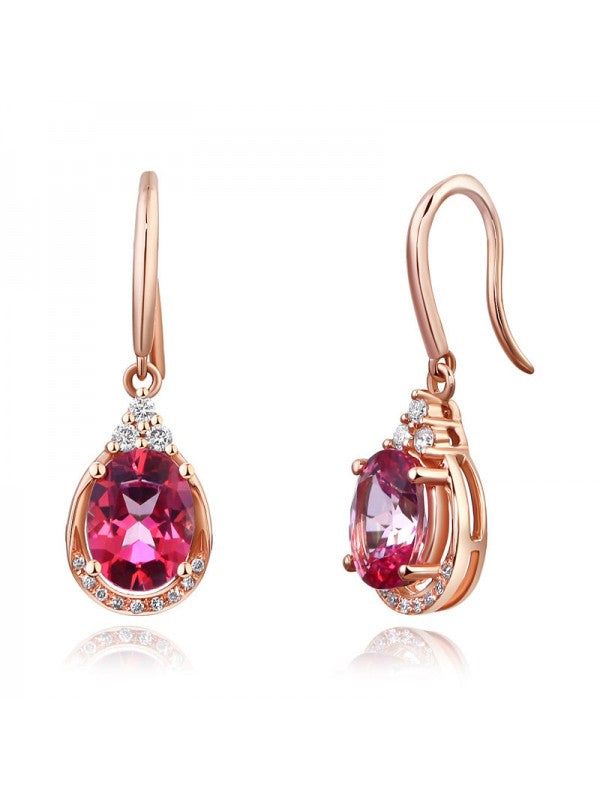 Wedding Ring Price In Saudi Arabia  1.60ct each, Oval Cut Pink Topaz Earrings, Gemstone and Diamond Earrings, 14kt Rose Gold