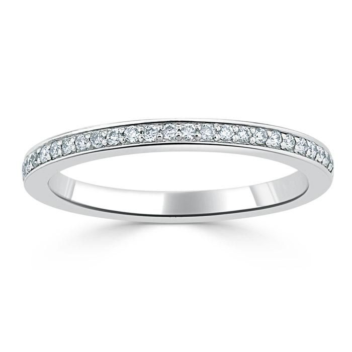 Silicone Wedding Bands Australia  0.40ct Wedding Band, Delicate Half Eternity Ring, 2.00mm Wide Pave Set