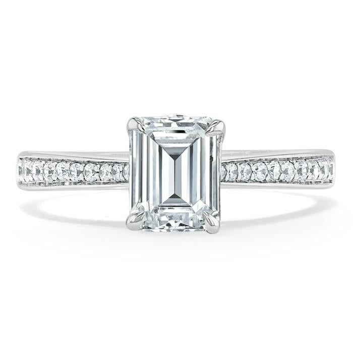 Tungsten Wedding Rings Australia  Emerald Cut Moissanite Engagement Ring, Classic Style