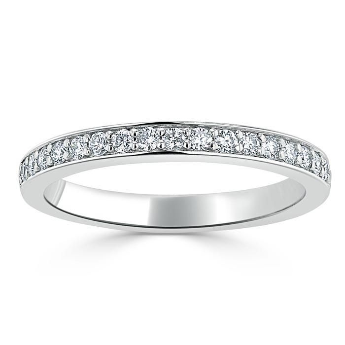 Cost Of Wedding In Singapore  Engagement Rings Christchurch Nz  0.70ct Wedding Band, Delicate Half Eternity Ring, 2.50mm Wide Pave Set