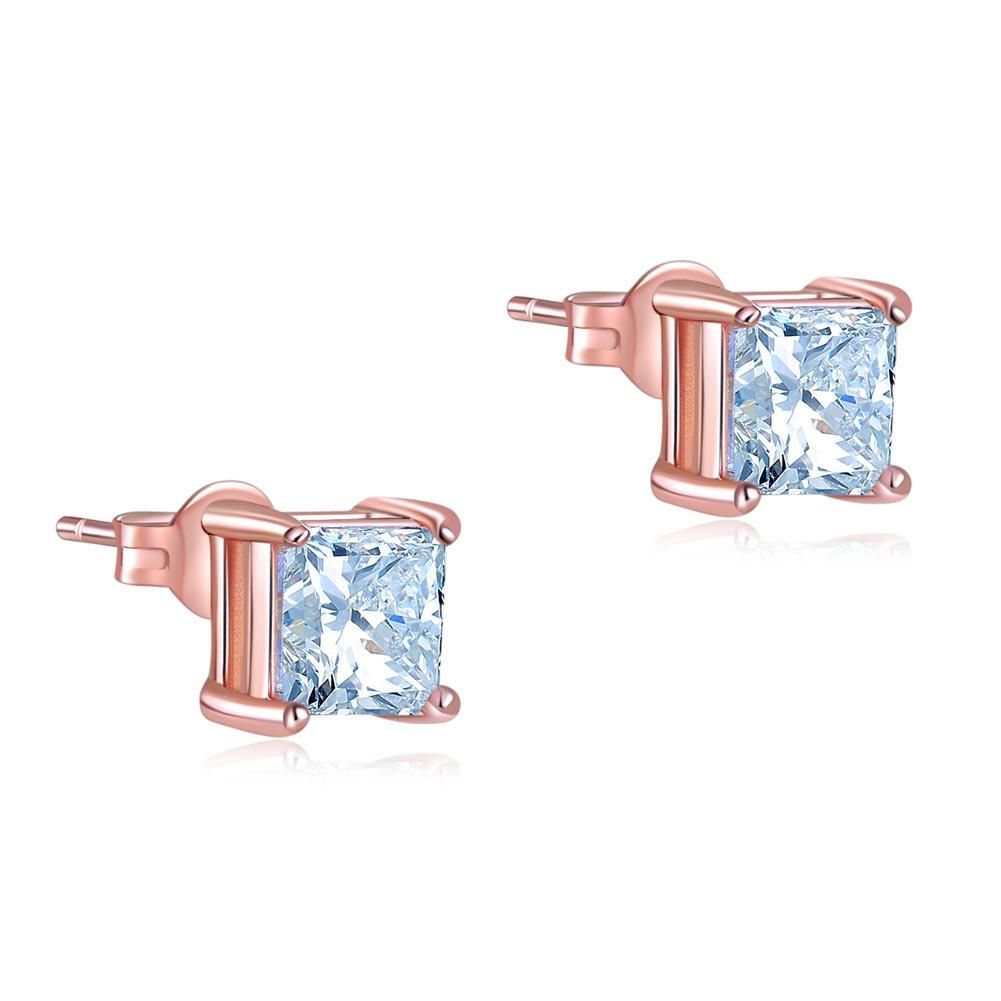 Bridal Ring Sets Australia  1.00ct each, Rose Gold, Classic Princess Cut Diamond Stud Earrings, 925 Sterling Silver