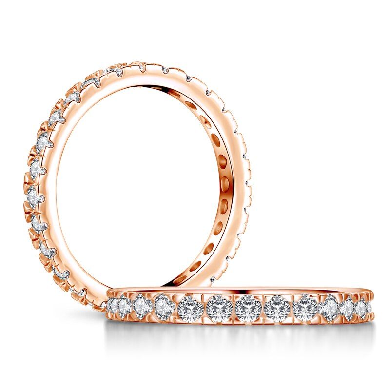 Wedding Band Sets Australia  0.75ct Diamond Set Full Eternity Ring, 925 Sterling Silver, 18ct Rose Gold Vermeil