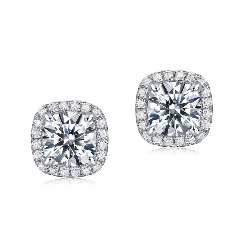 Cost Of Wedding Singapore  0.60ct each, Cushion Cut Moissanite Stud Earrings, 925 Silver