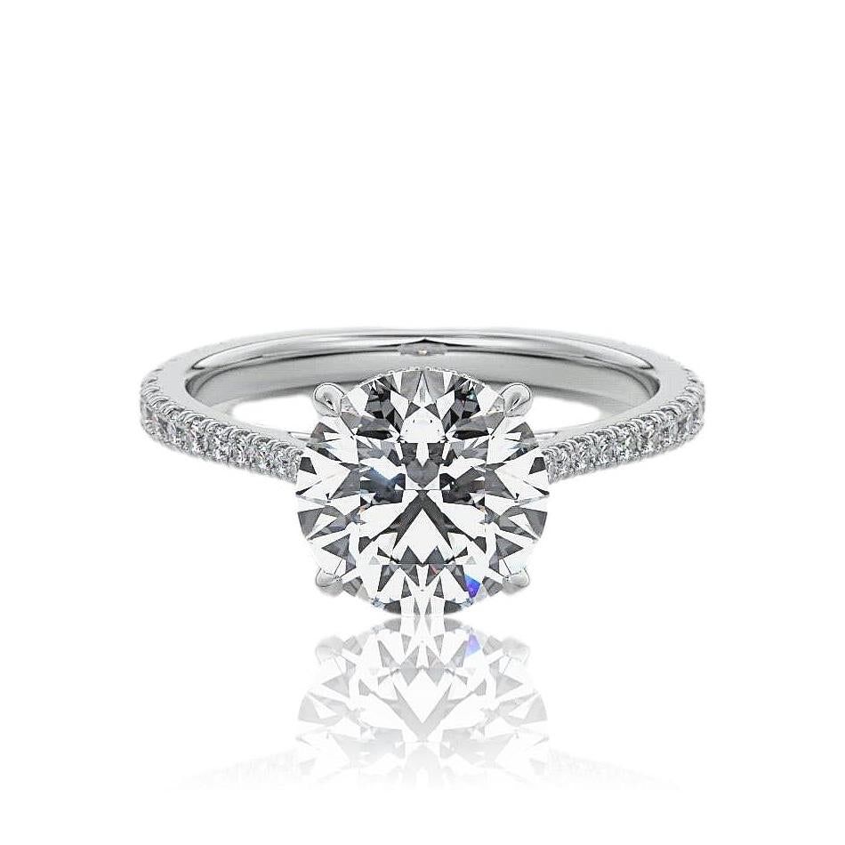 Engagement Ring Singapore Price  Round Cut Hidden Halo Moissanite Engagement Ring