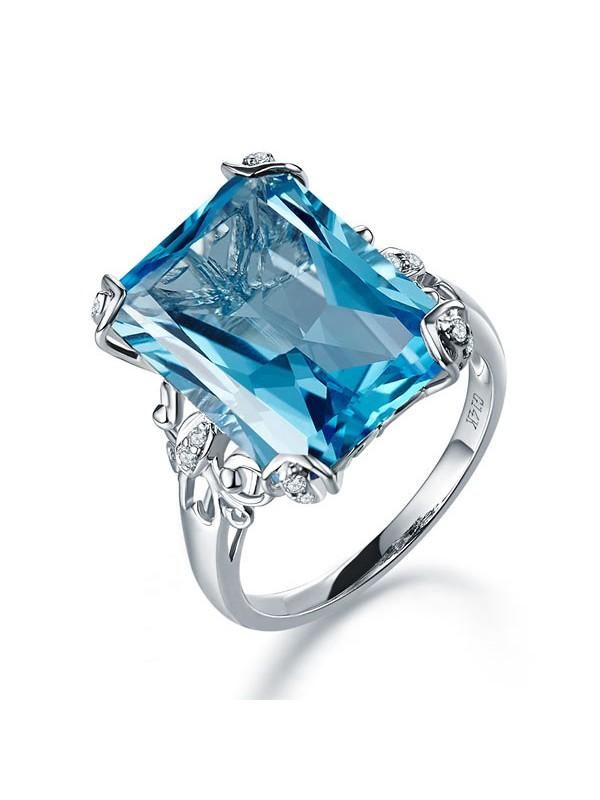 Wedding Live Bands Singapore  12.70ct Emerald Cut Luxury Blue Topaz Dress Ring, Available in All Metals