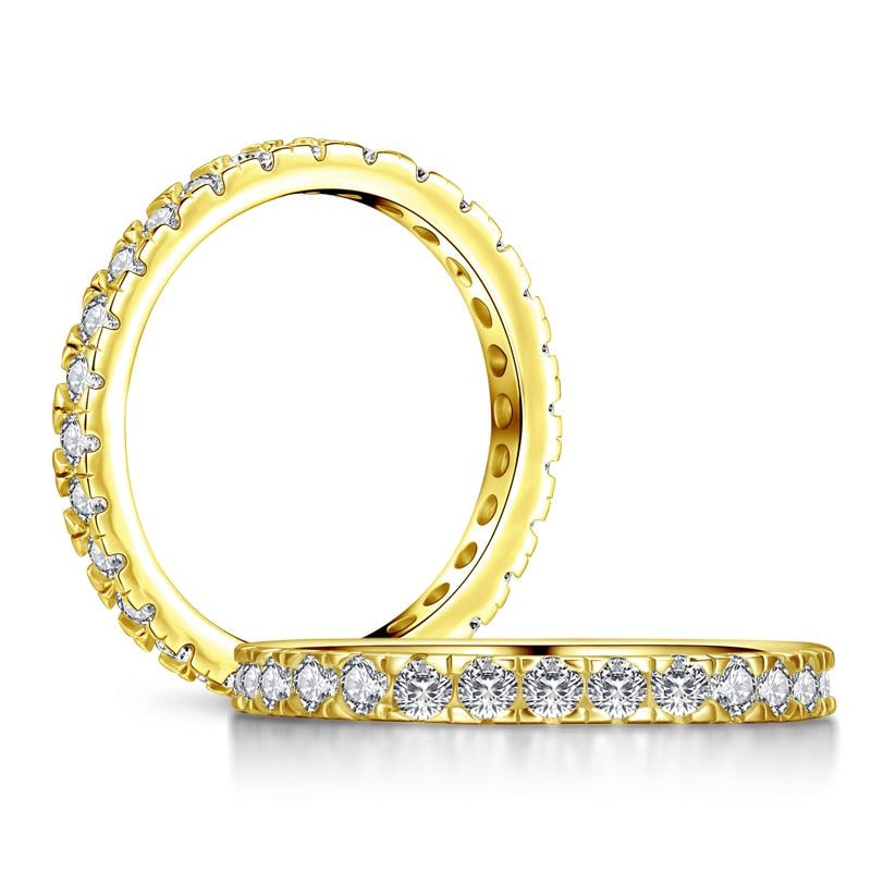 Wedding Band Sets Australia  0.75ct Diamond Set Full Eternity Ring, 925 Sterling Silver, 18ct Yellow Gold Vermeil