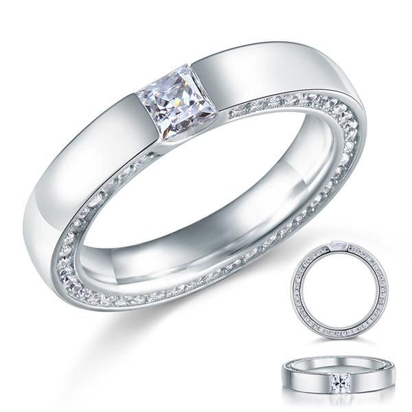 Average Cost Engagement Ring Australia  0.25ct Contemporary Diamond Engagement Ring, Princess Cut, 925 Silver